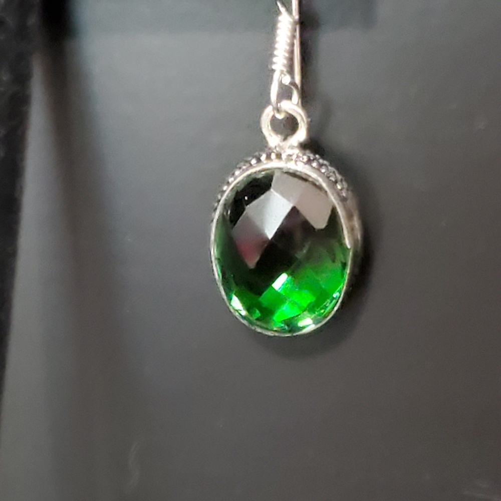 925 Sterling Bi-Color Purple Green Fluorite Earrings NWOT Artisan - Picture 6 of 14